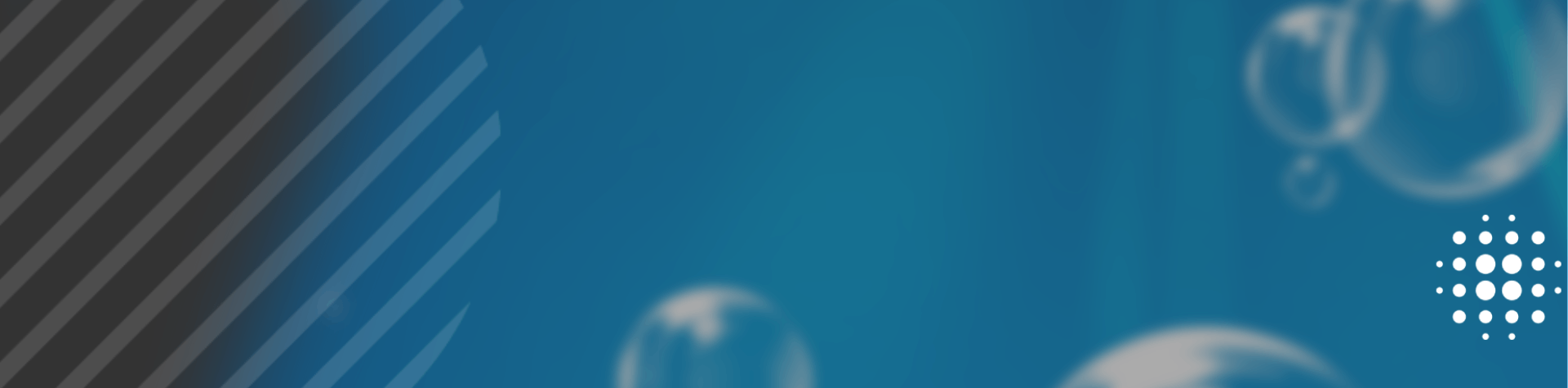 Blue graphic background with bubbles and stripes